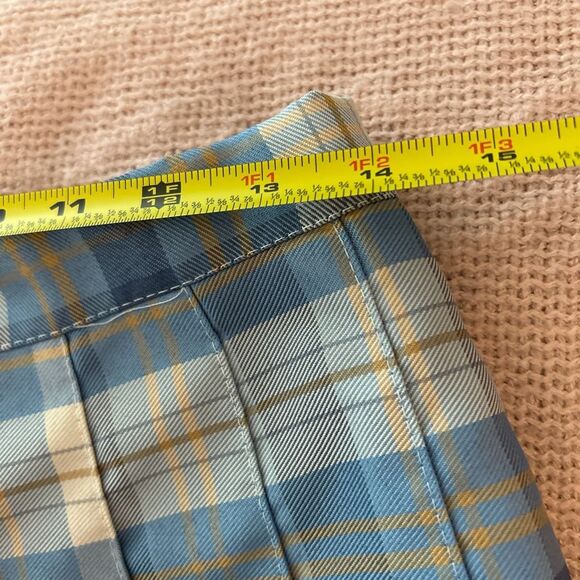 Cider Blue Plaid Pleated Mini Skirt – Size Large - Picture 5 of 6